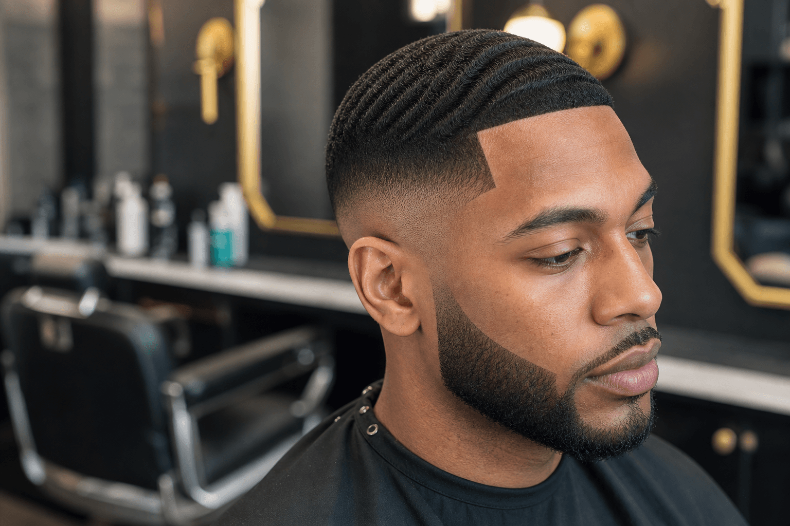 Sharp fade hairstyle detail